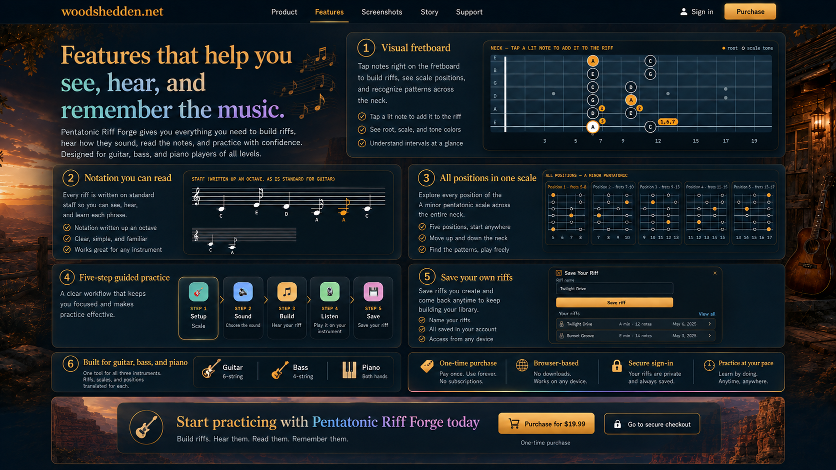 Features | Pentatonic Riff Forge visual sales page